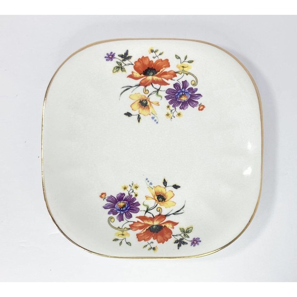 Limoges 3 Vintage Porcelain Square Gold Rimmed Dessert/Accent Plates, 6 3/8” USA - Picture 2 of 4